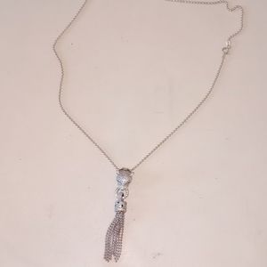 Tiger head tassel marcasite  925 sterling silver necklace